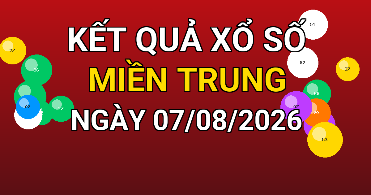 Kết quả xổ số Miền Trung ngày 07/08/2026