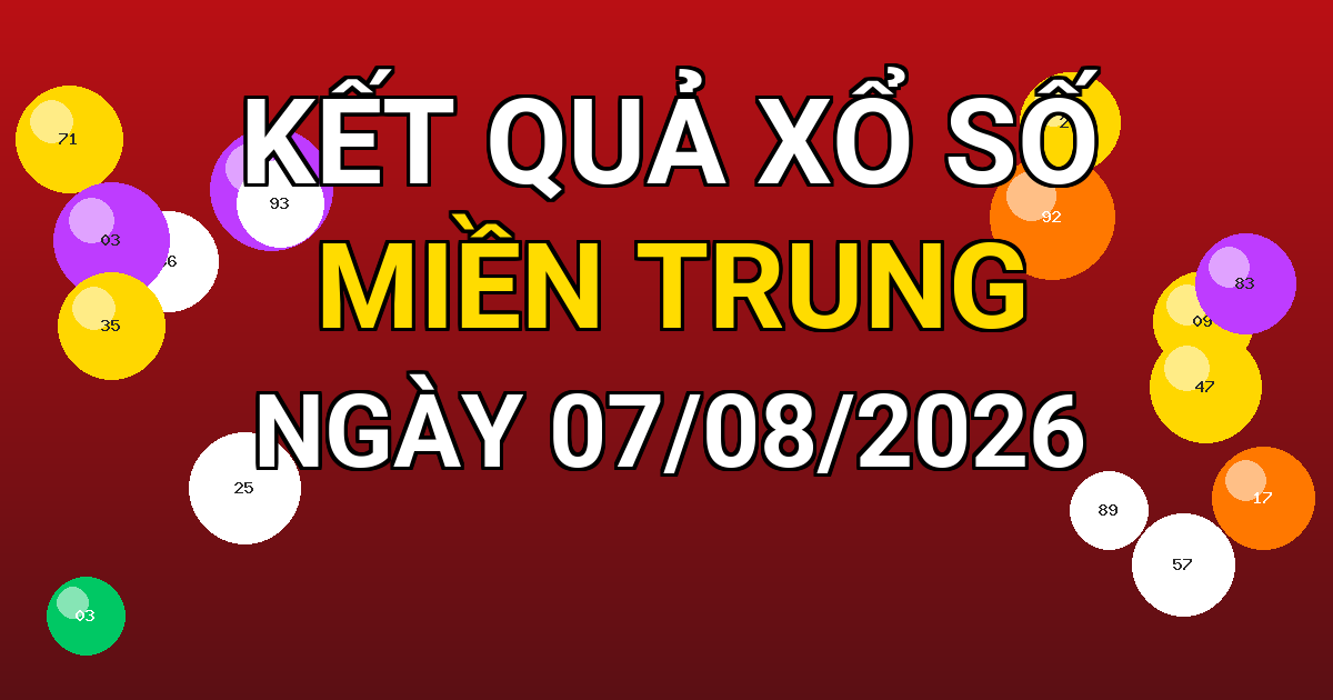 Kết quả xổ số Miền Trung ngày 07/08/2026