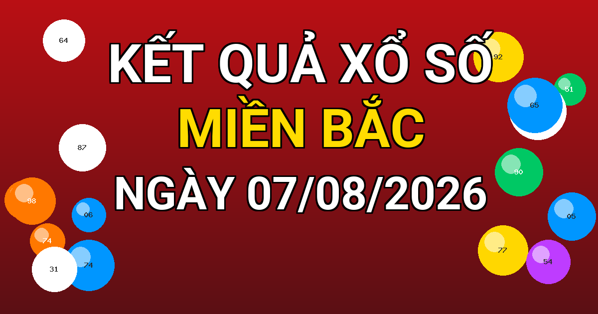 Kết quả xổ số Miền Bắc ngày 07/08/2026