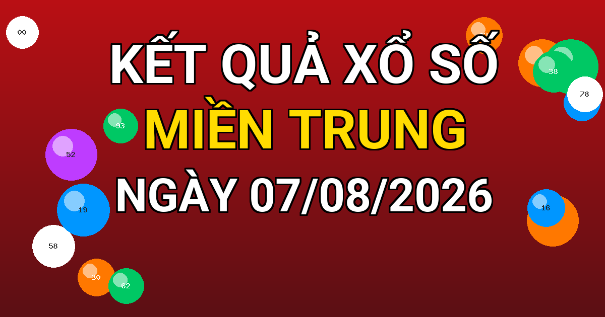 Kết quả xổ số Miền Trung ngày 07/08/2026