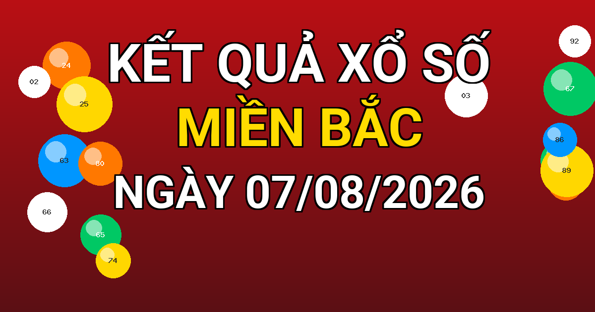 Kết quả xổ số Miền Bắc ngày 07/08/2026
