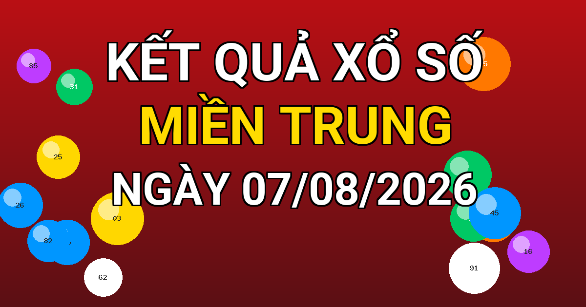 Kết quả xổ số Miền Trung ngày 07/08/2026