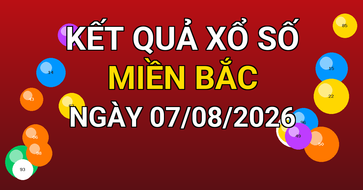 Kết quả xổ số Miền Bắc ngày 07/08/2026