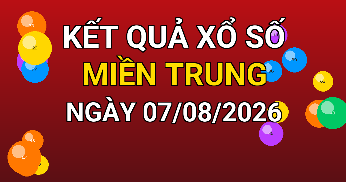 Kết quả xổ số Miền Trung ngày 07/08/2026