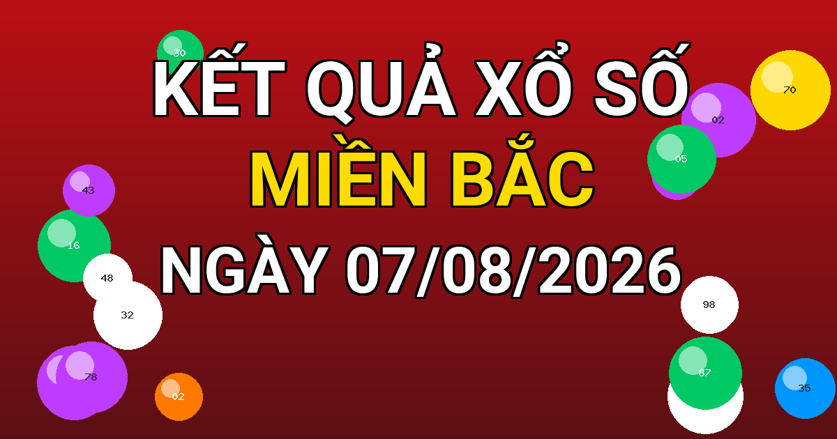 Kết quả xổ số Miền Bắc ngày 07/08/2026