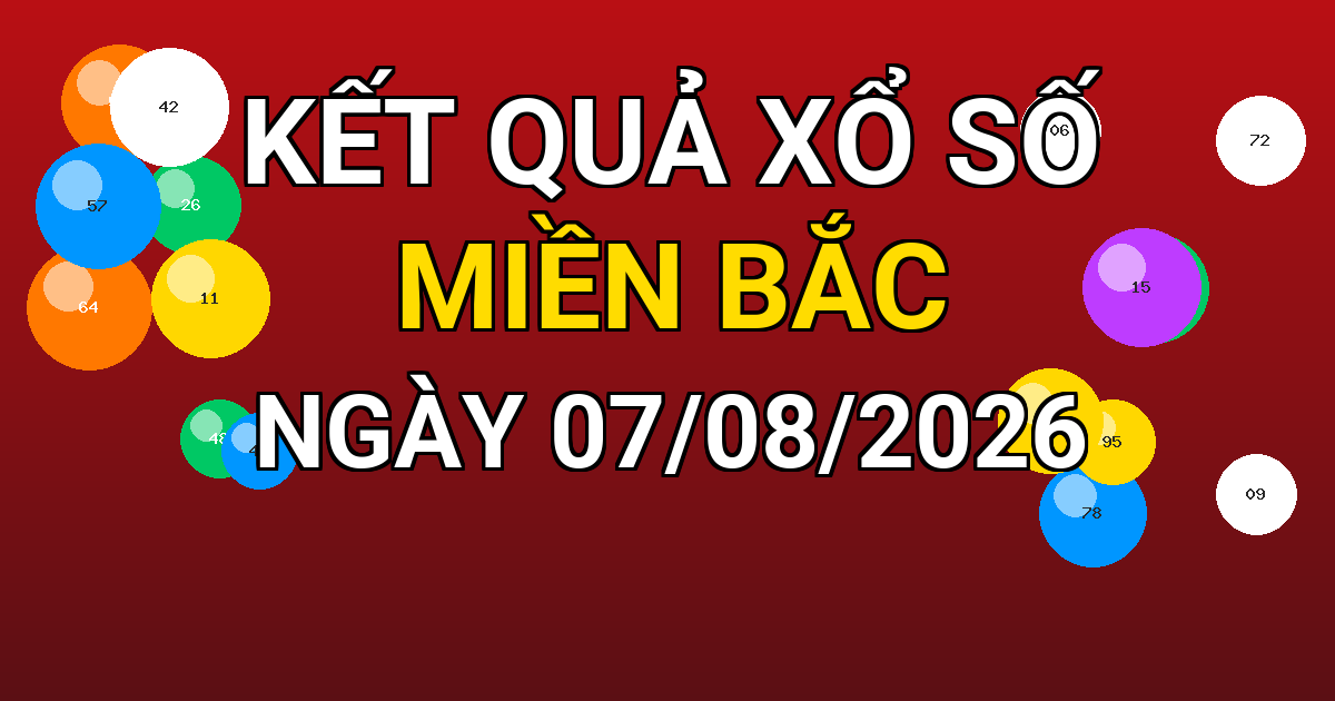 Kết quả xổ số Miền Bắc ngày 07/08/2026