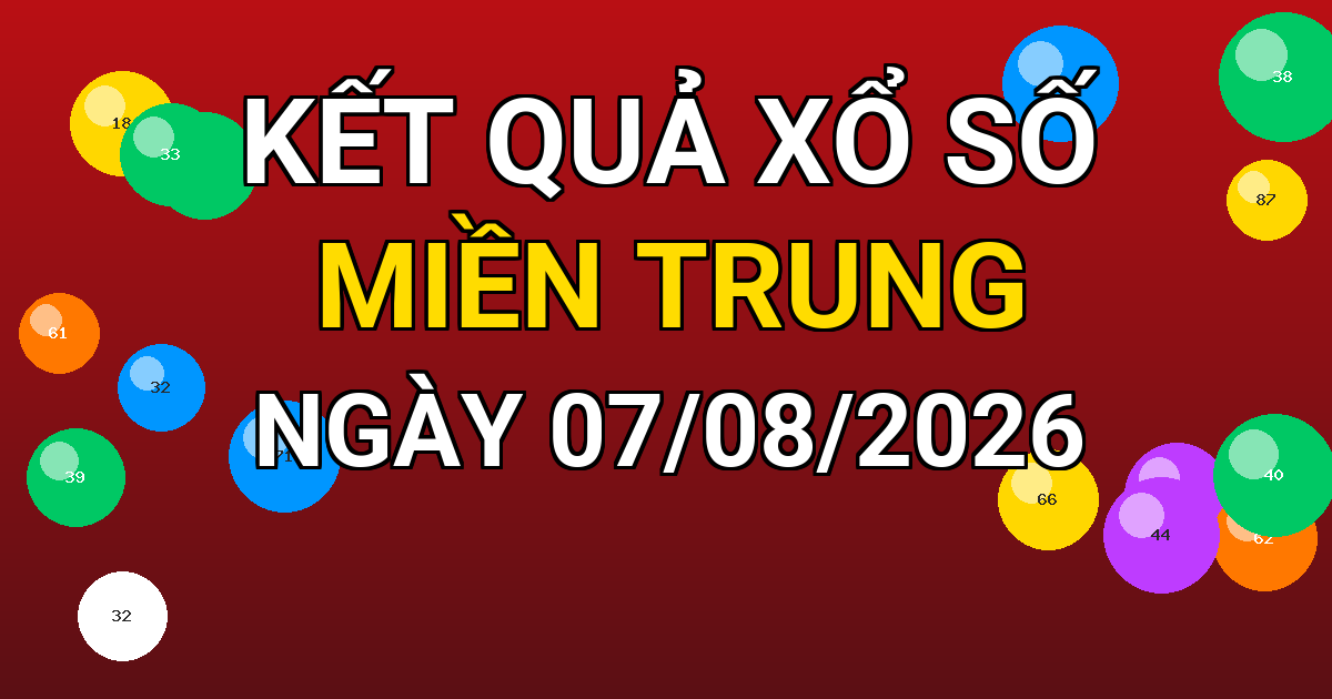 Kết quả xổ số Miền Trung ngày 07/08/2026