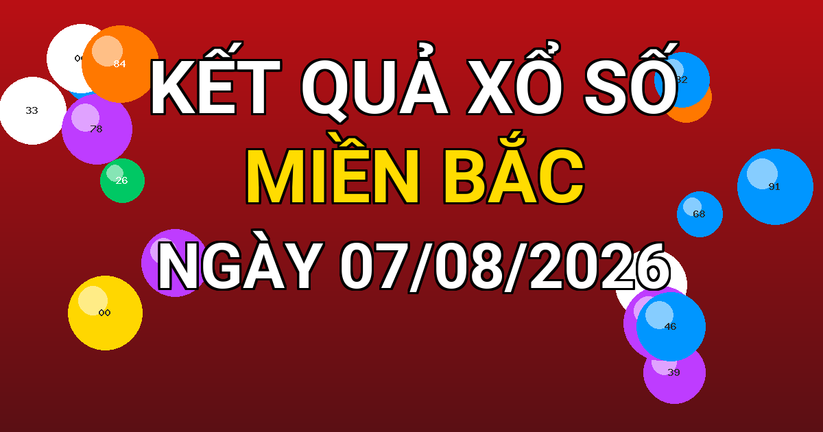 Kết quả xổ số Miền Bắc ngày 07/08/2026