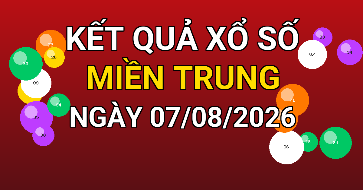 Kết quả xổ số Miền Trung ngày 07/08/2026