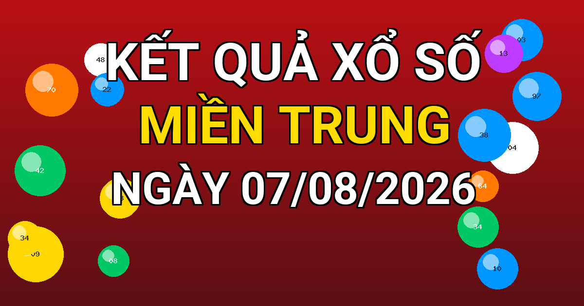 Kết quả xổ số Miền Trung ngày 07/08/2026