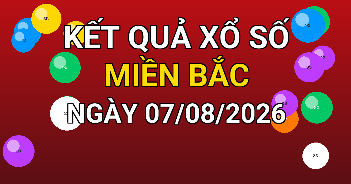 Kết quả xổ số Miền Bắc ngày 07/08/2026