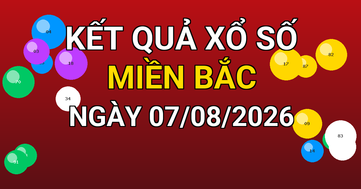 Kết quả xổ số Miền Bắc ngày 07/08/2026