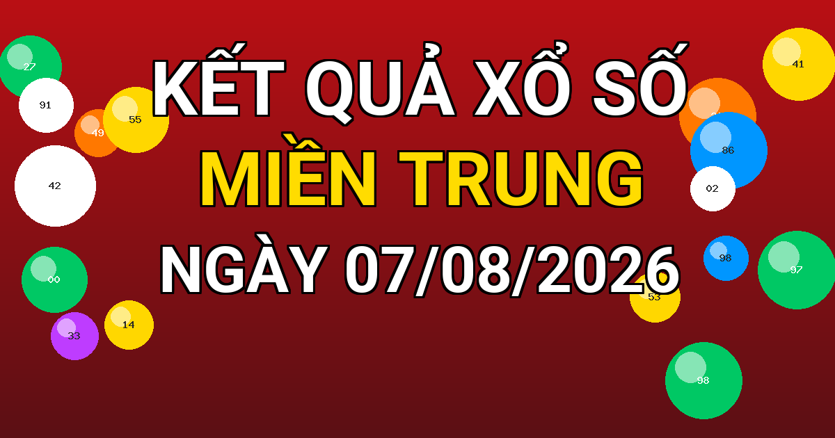 Kết quả xổ số Miền Trung ngày 07/08/2026
