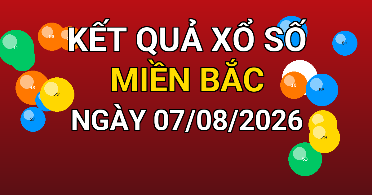 Kết quả xổ số Miền Bắc ngày 07/08/2026