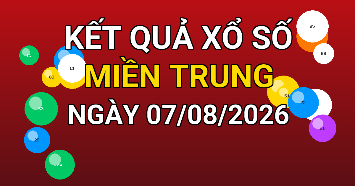 Kết quả xổ số Miền Trung ngày 07/08/2026