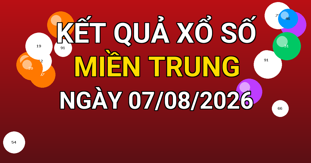 Kết quả xổ số Miền Trung ngày 07/08/2026