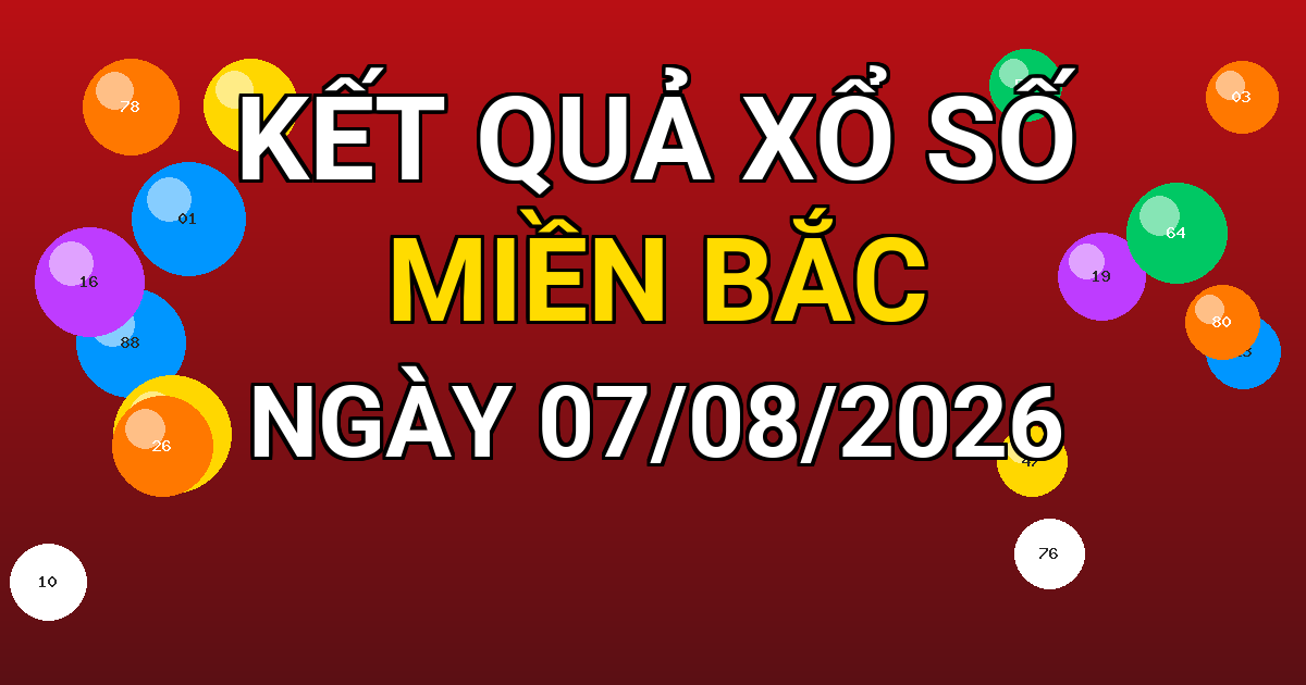 Kết quả xổ số Miền Bắc ngày 07/08/2026