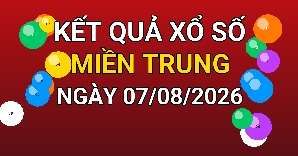 Kết quả xổ số Miền Trung ngày 07/08/2026