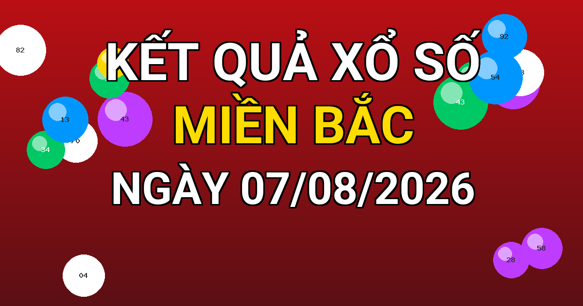 Kết quả xổ số Miền Bắc ngày 07/08/2026