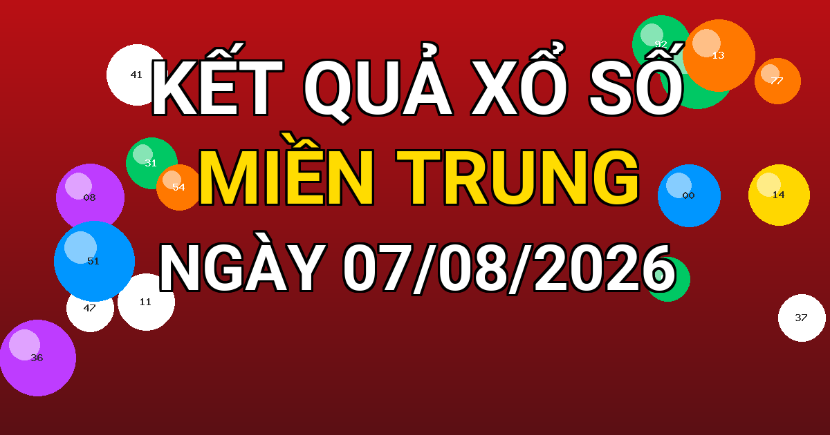 Kết quả xổ số Miền Trung ngày 07/08/2026