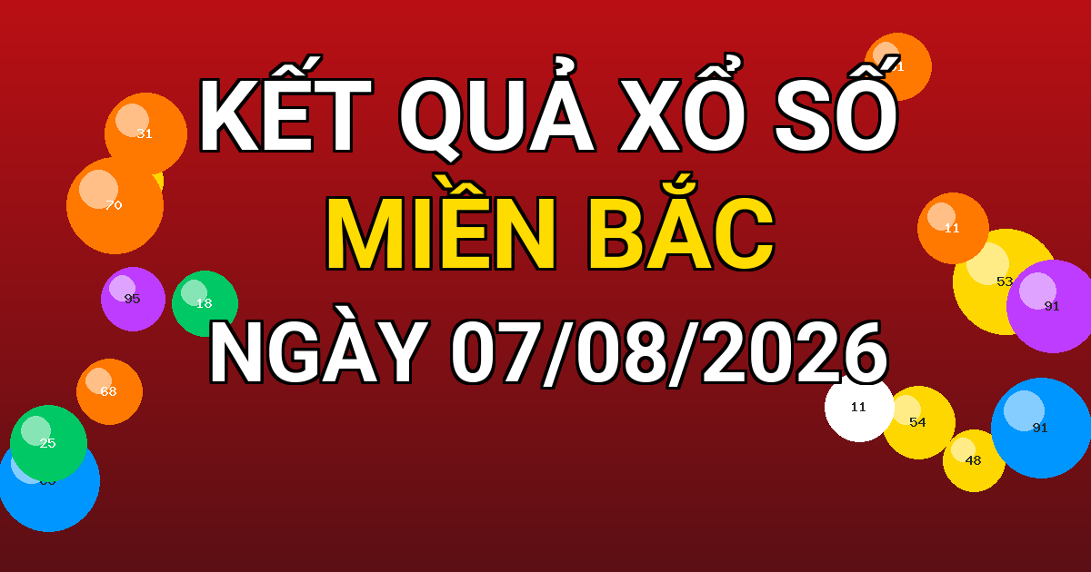 Kết quả xổ số Miền Bắc ngày 07/08/2026