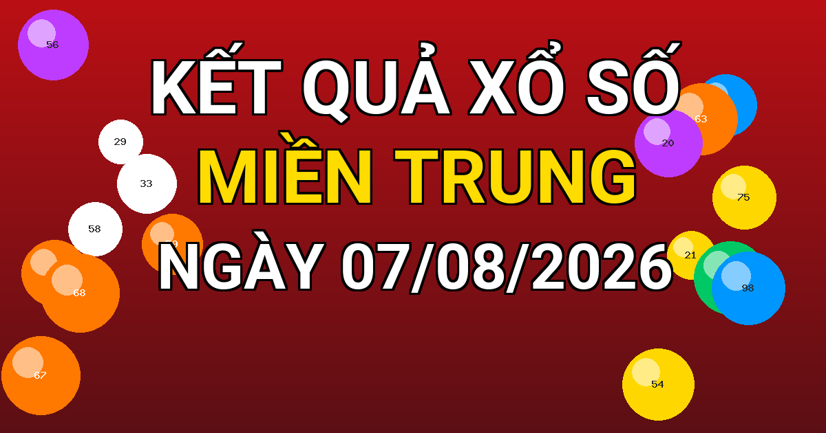 Kết quả xổ số Miền Trung ngày 07/08/2026