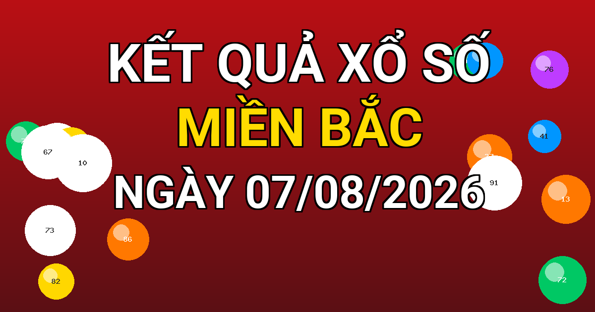 Kết quả xổ số Miền Bắc ngày 07/08/2026