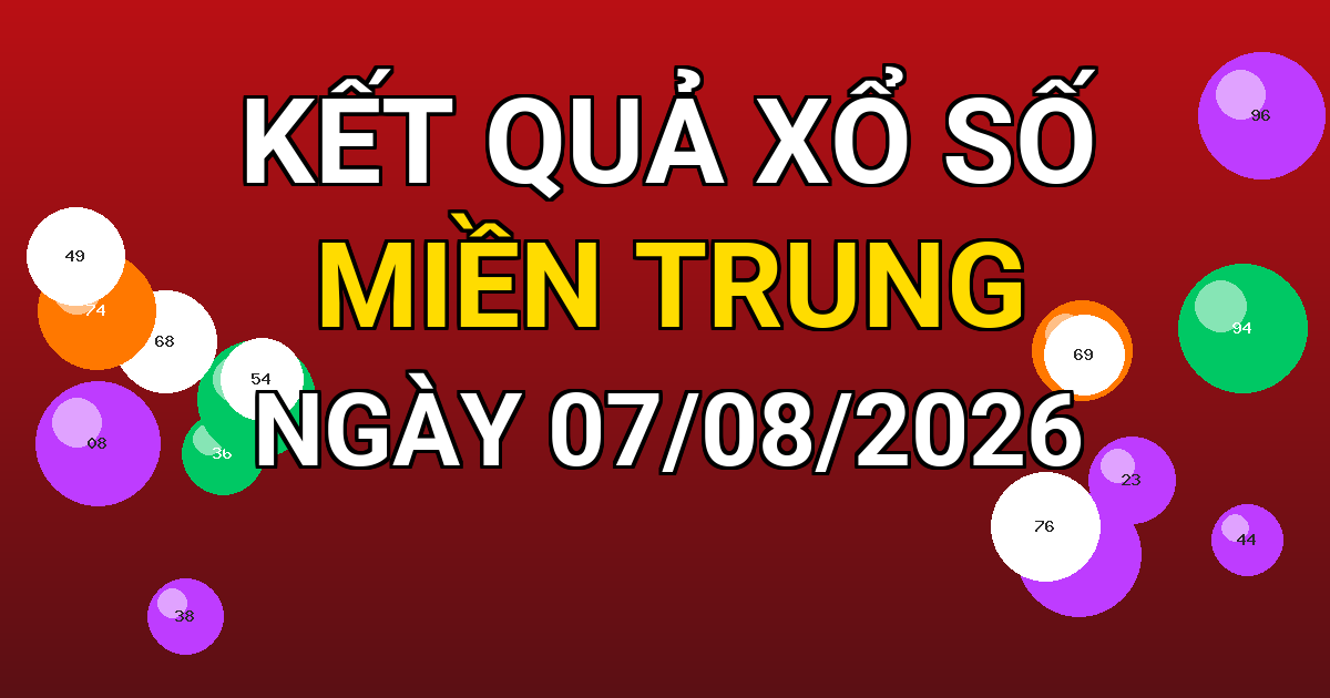 Kết quả xổ số Miền Trung ngày 07/08/2026