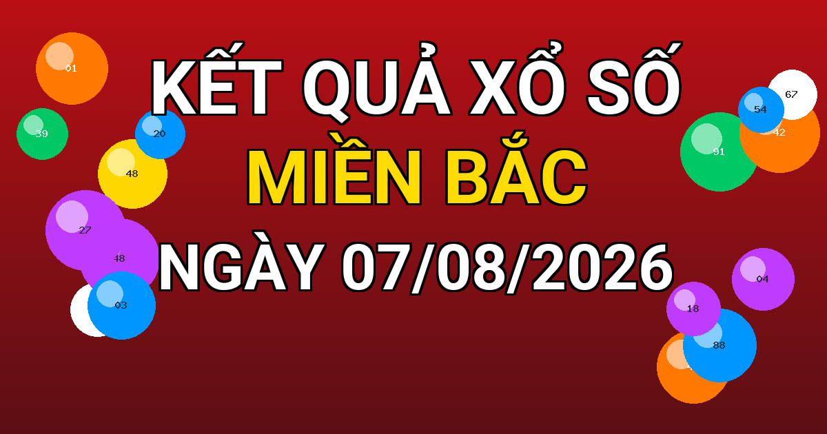 Kết quả xổ số Miền Bắc ngày 07/08/2026