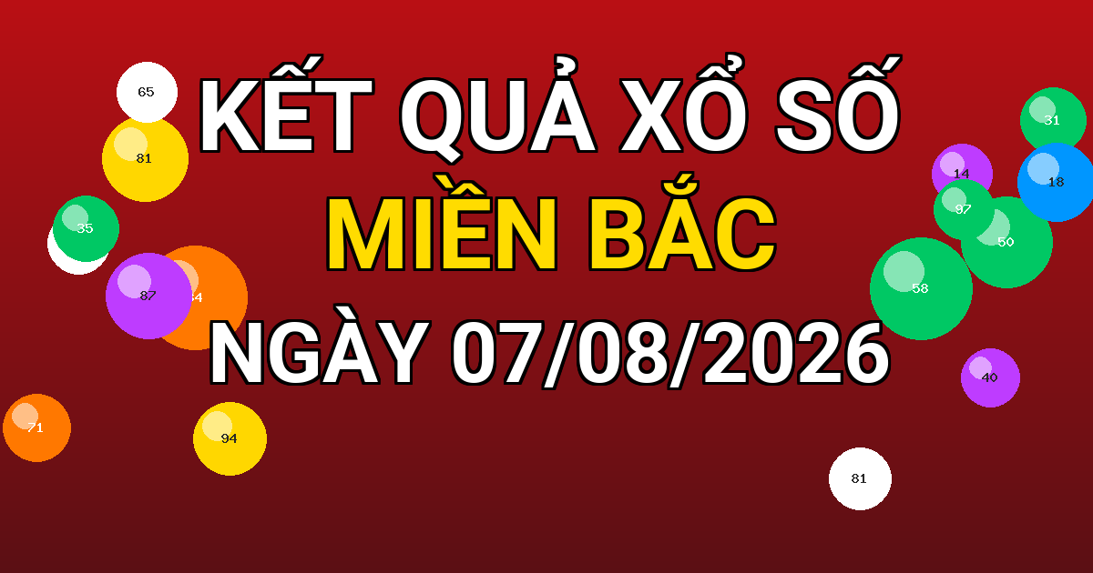 Kết quả xổ số Miền Bắc ngày 07/08/2026