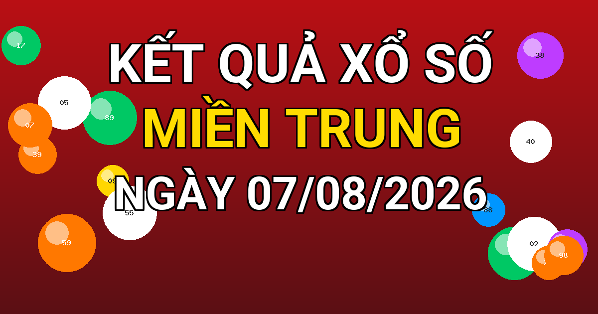 Kết quả xổ số Miền Trung ngày 07/08/2026