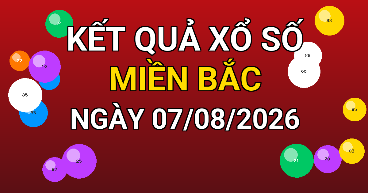 Kết quả xổ số Miền Bắc ngày 07/08/2026
