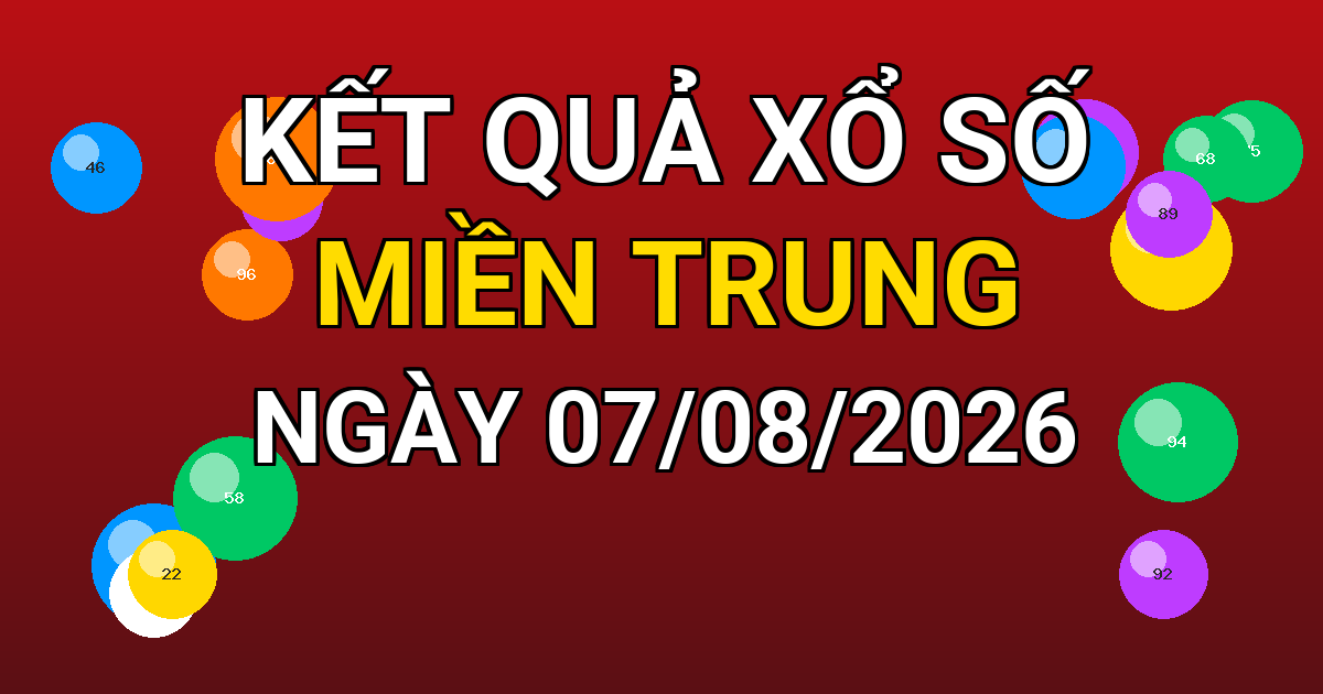 Kết quả xổ số Miền Trung ngày 07/08/2026