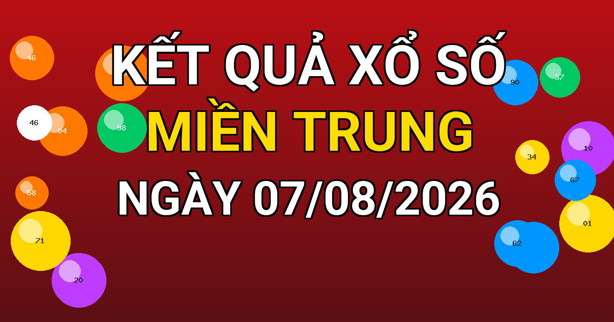 Kết quả xổ số Miền Trung ngày 07/08/2026