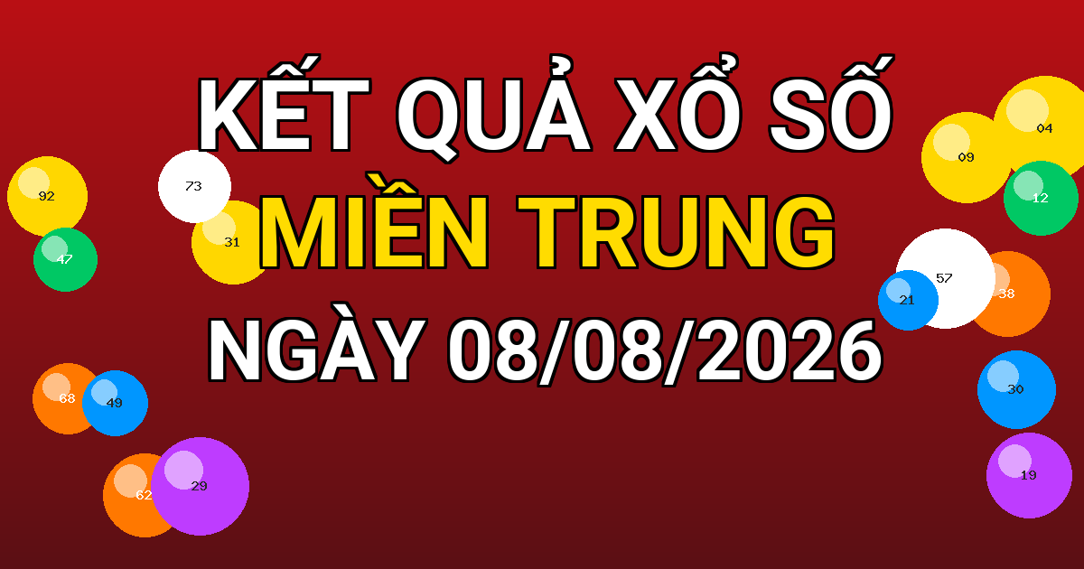 Kết quả xổ số Miền Trung ngày 08/08/2026
