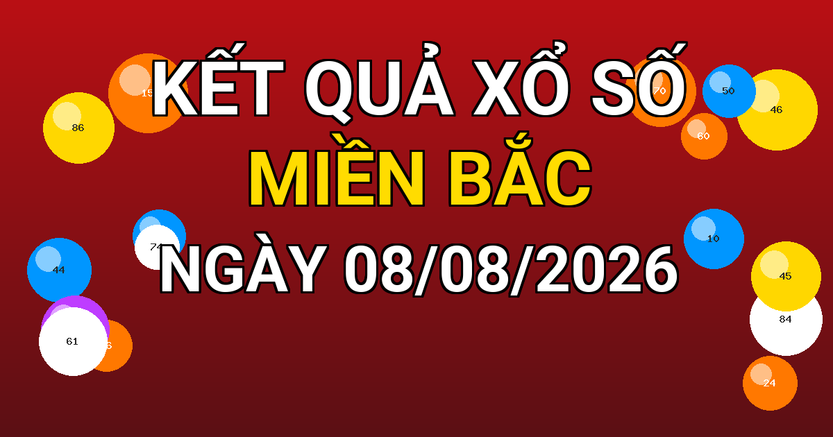 Kết quả xổ số Miền Bắc ngày 08/08/2026