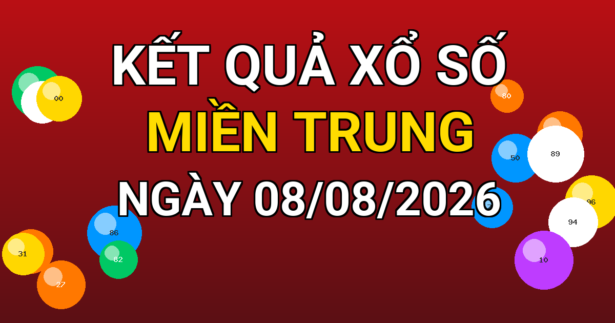 Kết quả xổ số Miền Trung ngày 08/08/2026