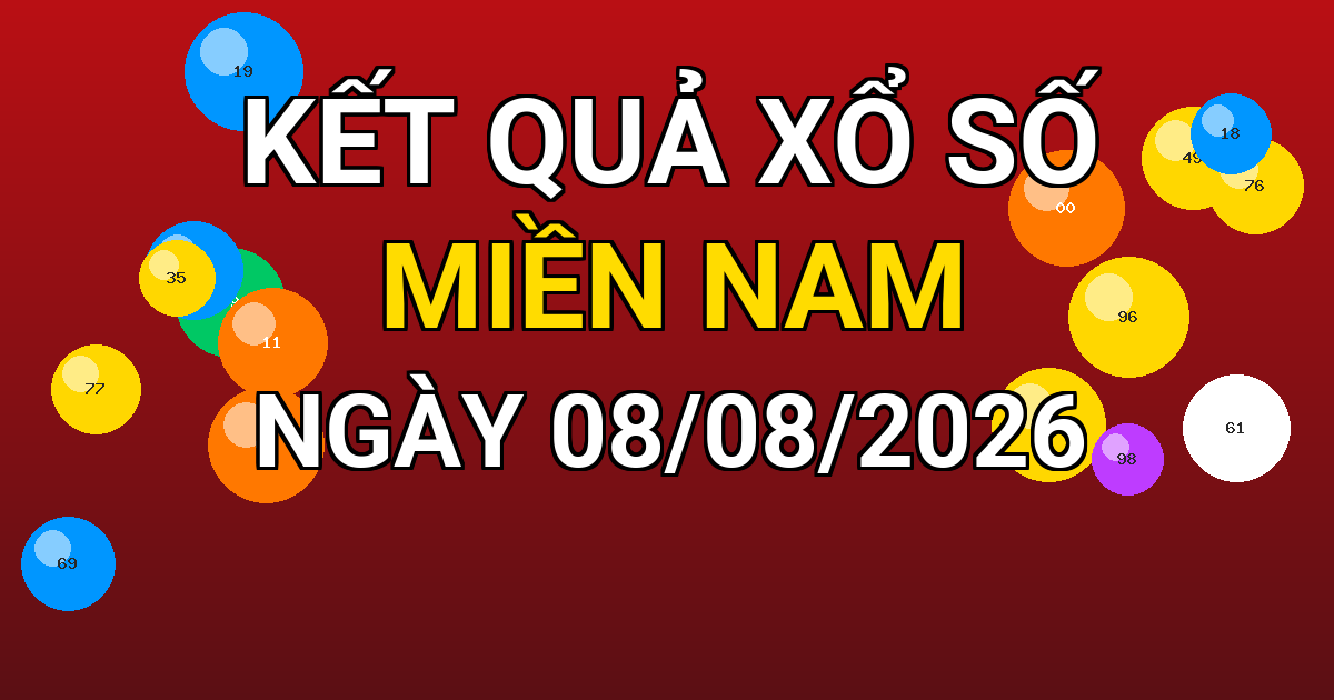 Kết quả xổ số Miền Nam ngày 08/08/2026