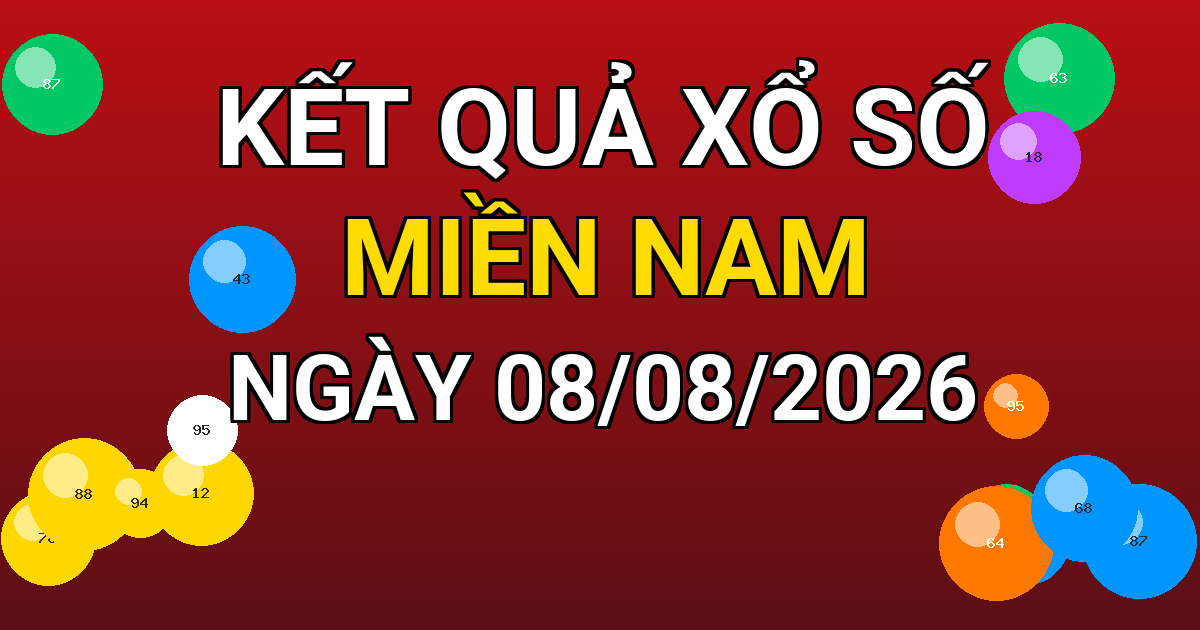 Kết quả xổ số Miền Nam ngày 08/08/2026