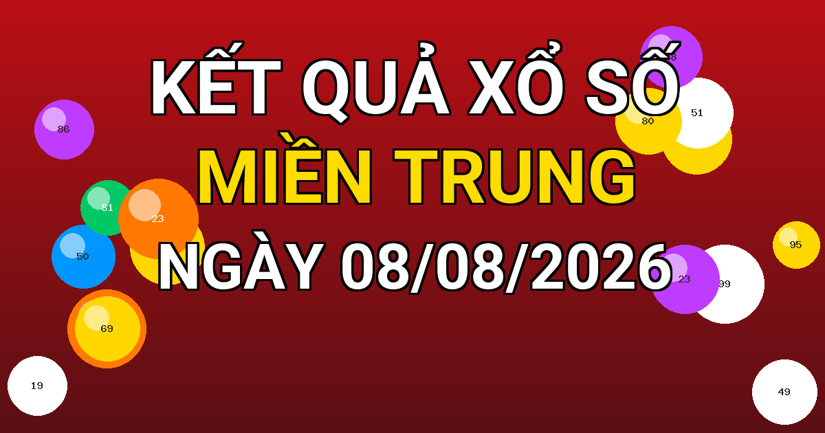 Kết quả xổ số Miền Trung ngày 08/08/2026