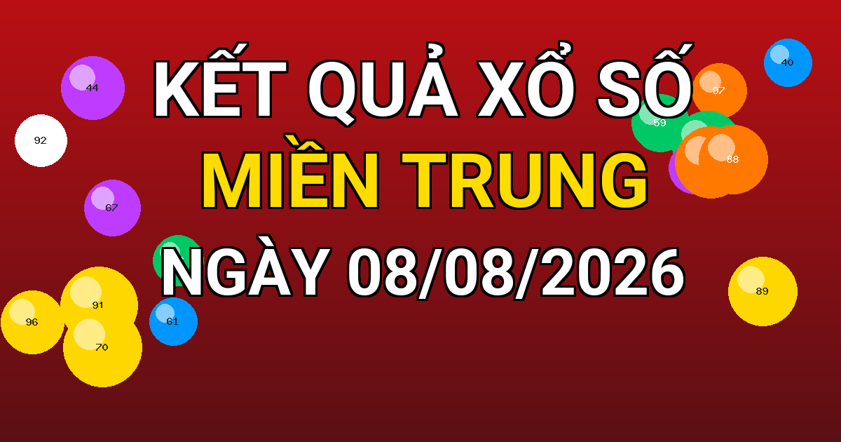 Kết quả xổ số Miền Trung ngày 08/08/2026