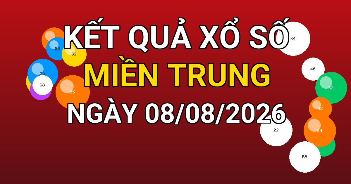 Kết quả xổ số Miền Trung ngày 08/08/2026