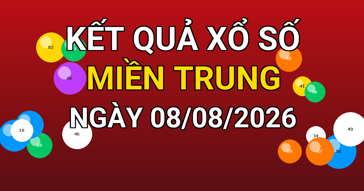 Kết quả xổ số Miền Trung ngày 08/08/2026