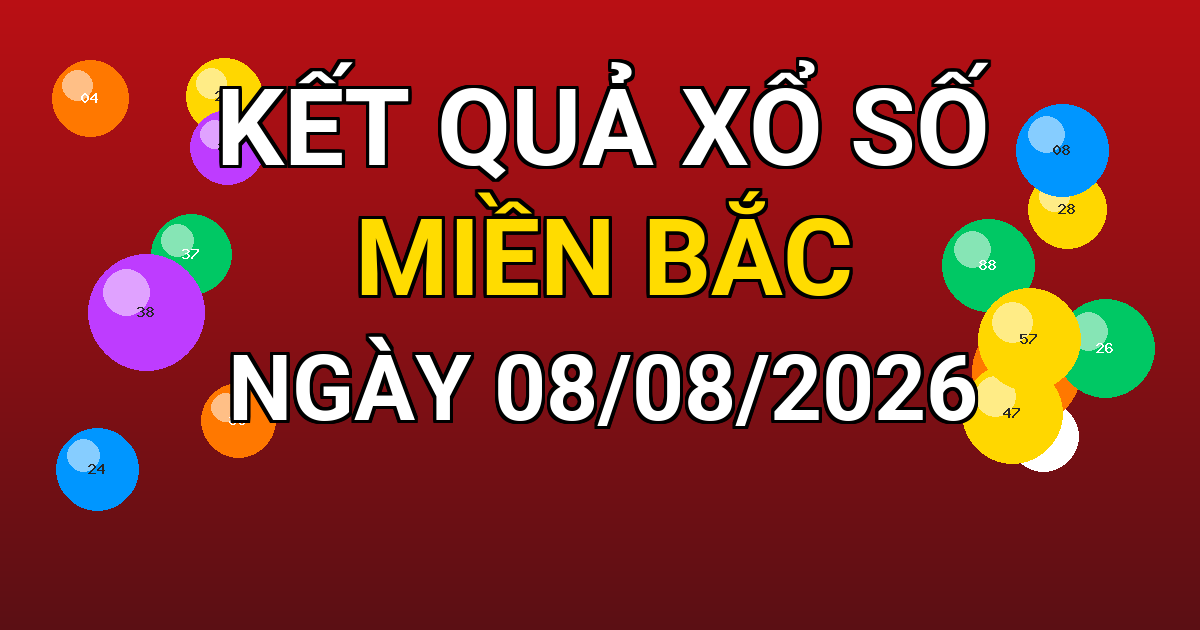 Kết quả xổ số Miền Bắc ngày 08/08/2026
