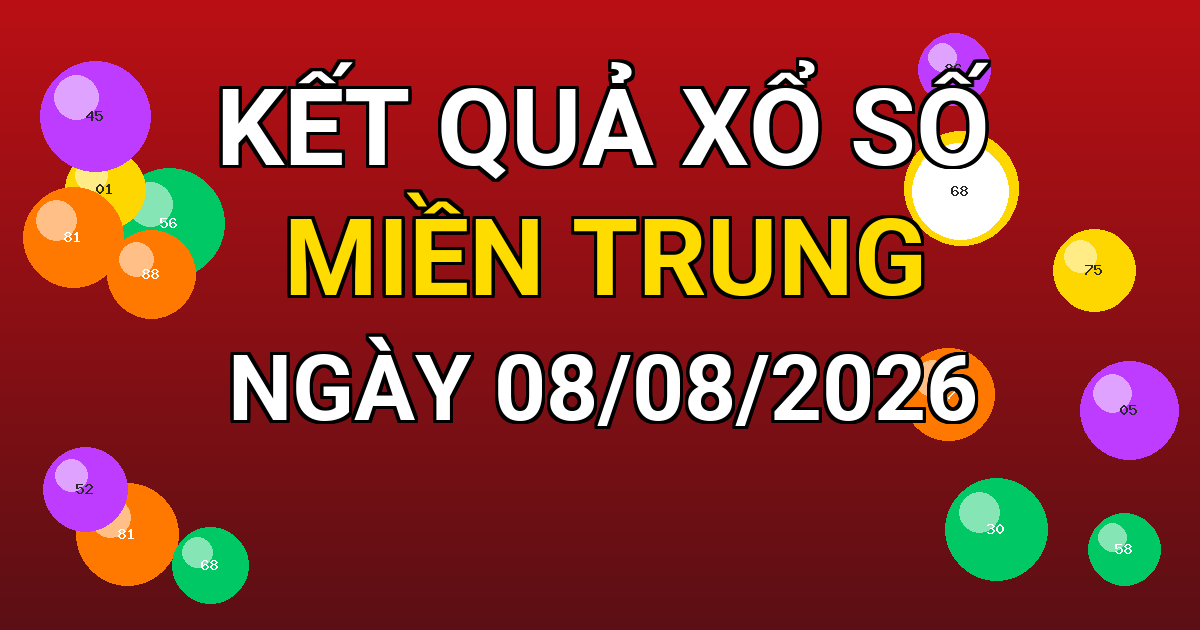 Kết quả xổ số Miền Trung ngày 08/08/2026