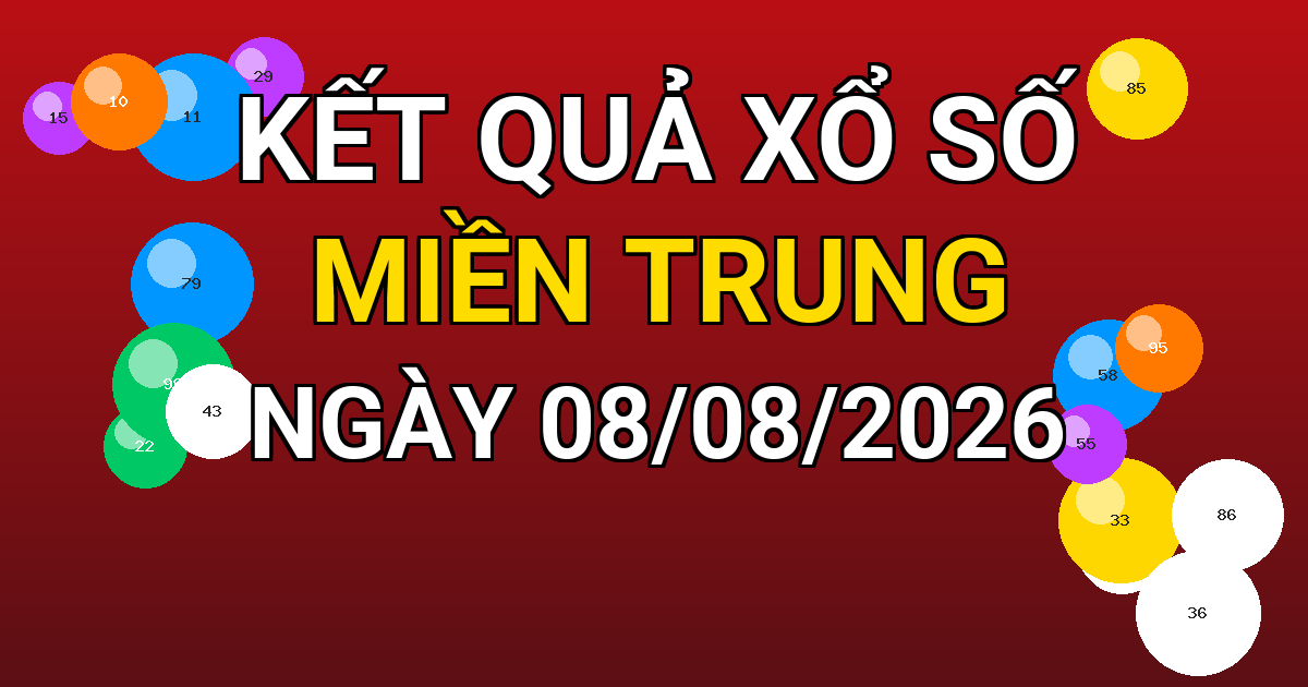Kết quả xổ số Miền Trung ngày 08/08/2026