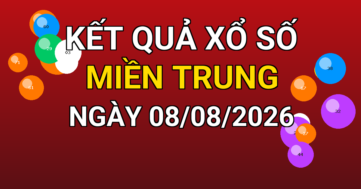 Kết quả xổ số Miền Trung ngày 08/08/2026