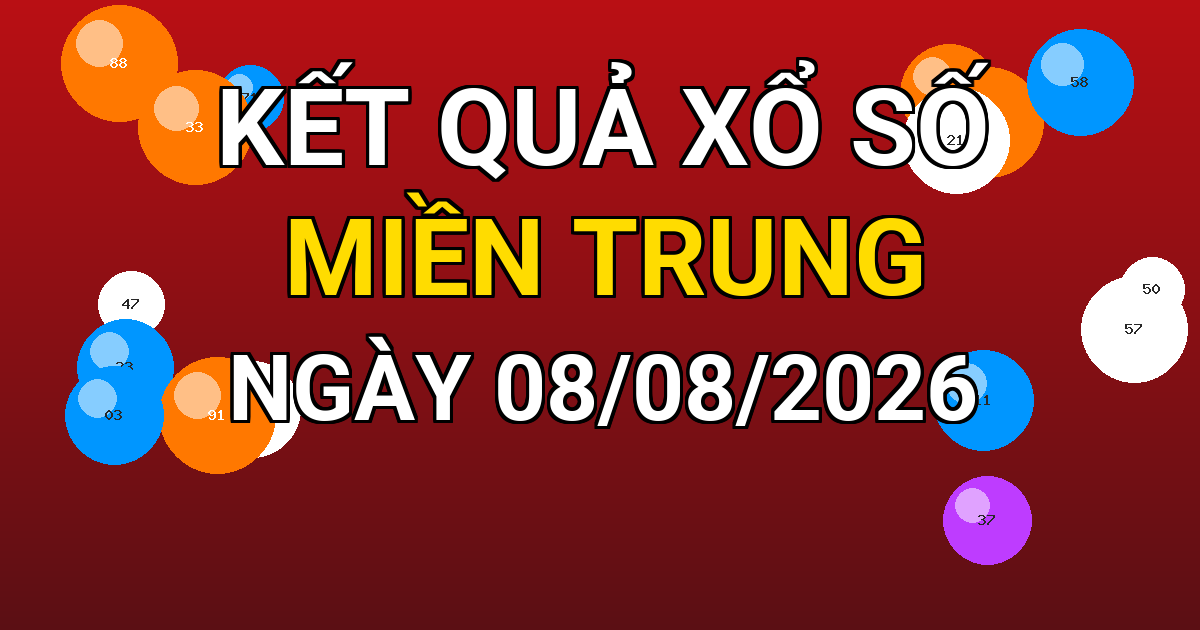Kết quả xổ số Miền Trung ngày 08/08/2026