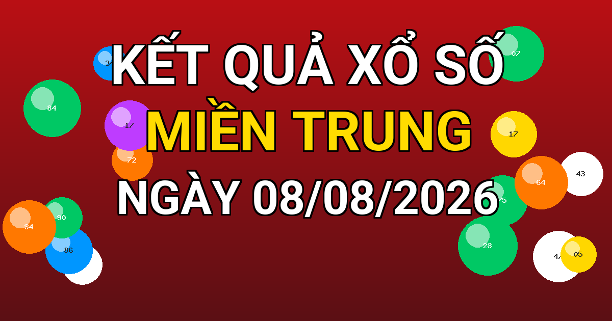 Kết quả xổ số Miền Trung ngày 08/08/2026