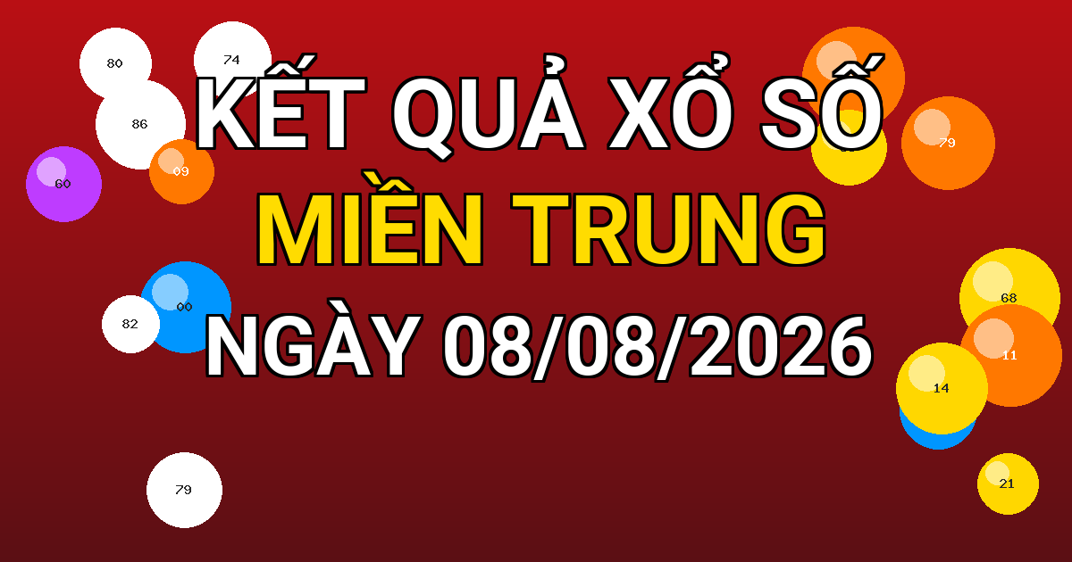 Kết quả xổ số Miền Trung ngày 08/08/2026